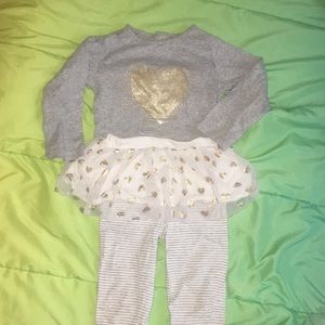 2pc tutu leggings onesie carters girls 24m gold